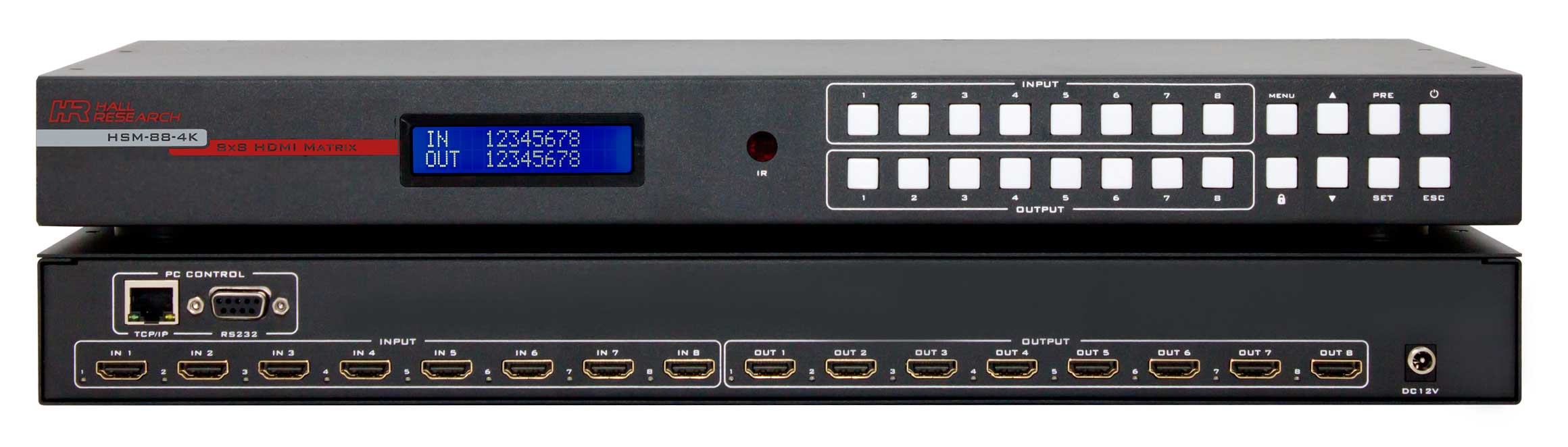 Hall Research Releases 4K 8X8 HDMI Matrix Switch with IR and IP Control