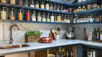 A Crisp White Walk-In Pantry - Simply Organized