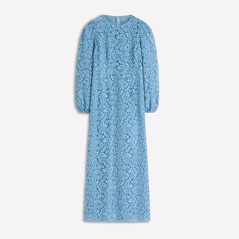 A cutout of a blue lace maxi dress by Boden