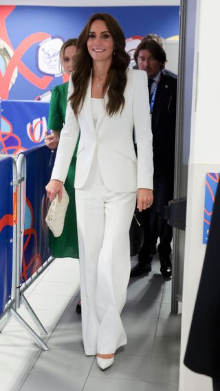 Kate Middleton in white Alexander McQueen suit