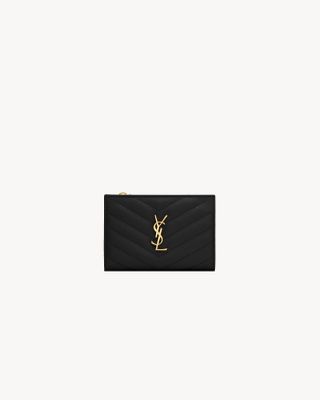 Saint Laurent + Monogram Quilted Textured Leather Wallet