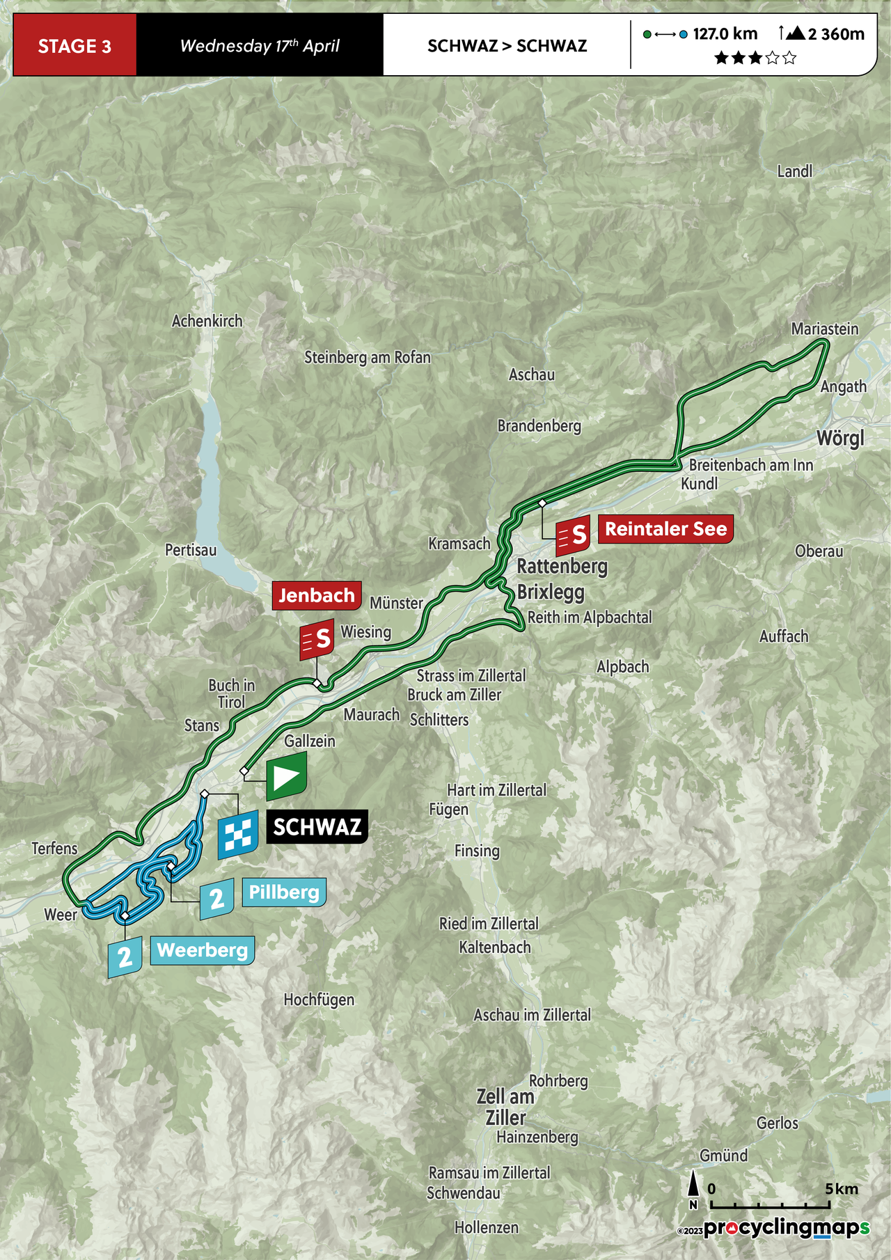 Maps and profiles for the 2024 Tour of the Alps