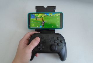 Pixel 3a and Pro Controller playing Fortnite