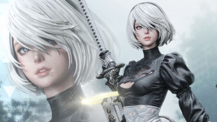 A 2B statue from the game Nier: Automata.