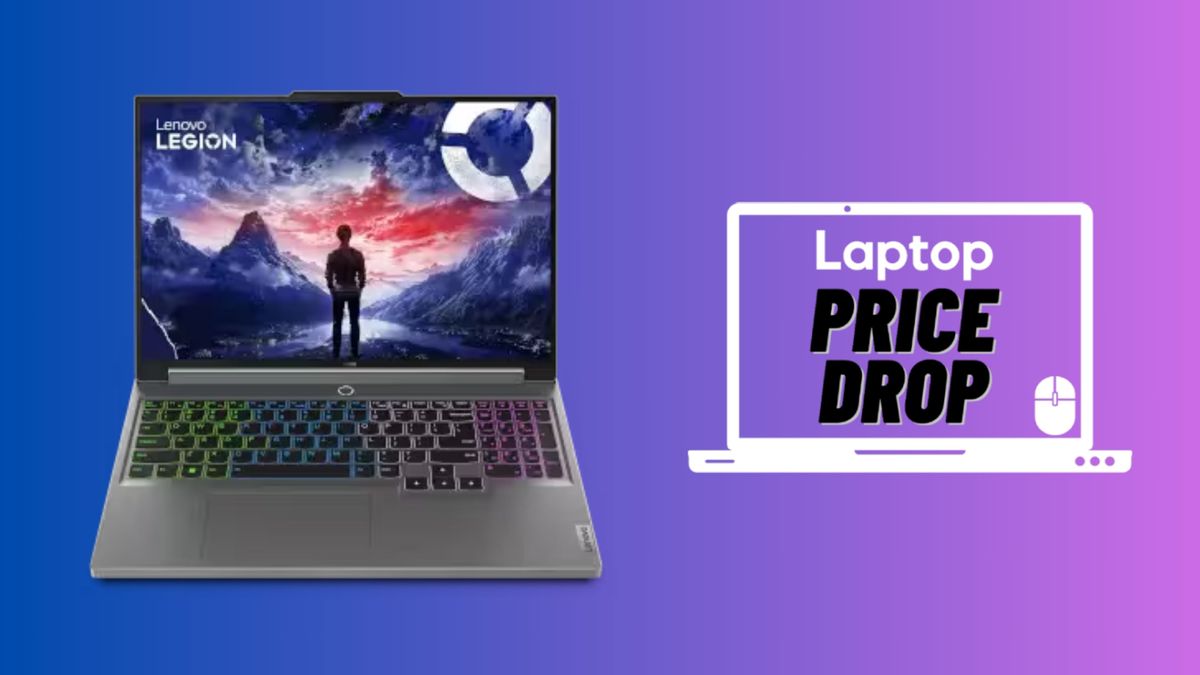 Lenovo Legion 5i Gen 9 against blue and purple gradient background