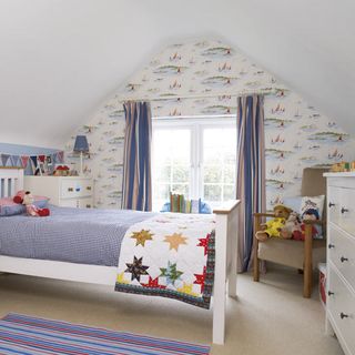 bedroom with attic wall