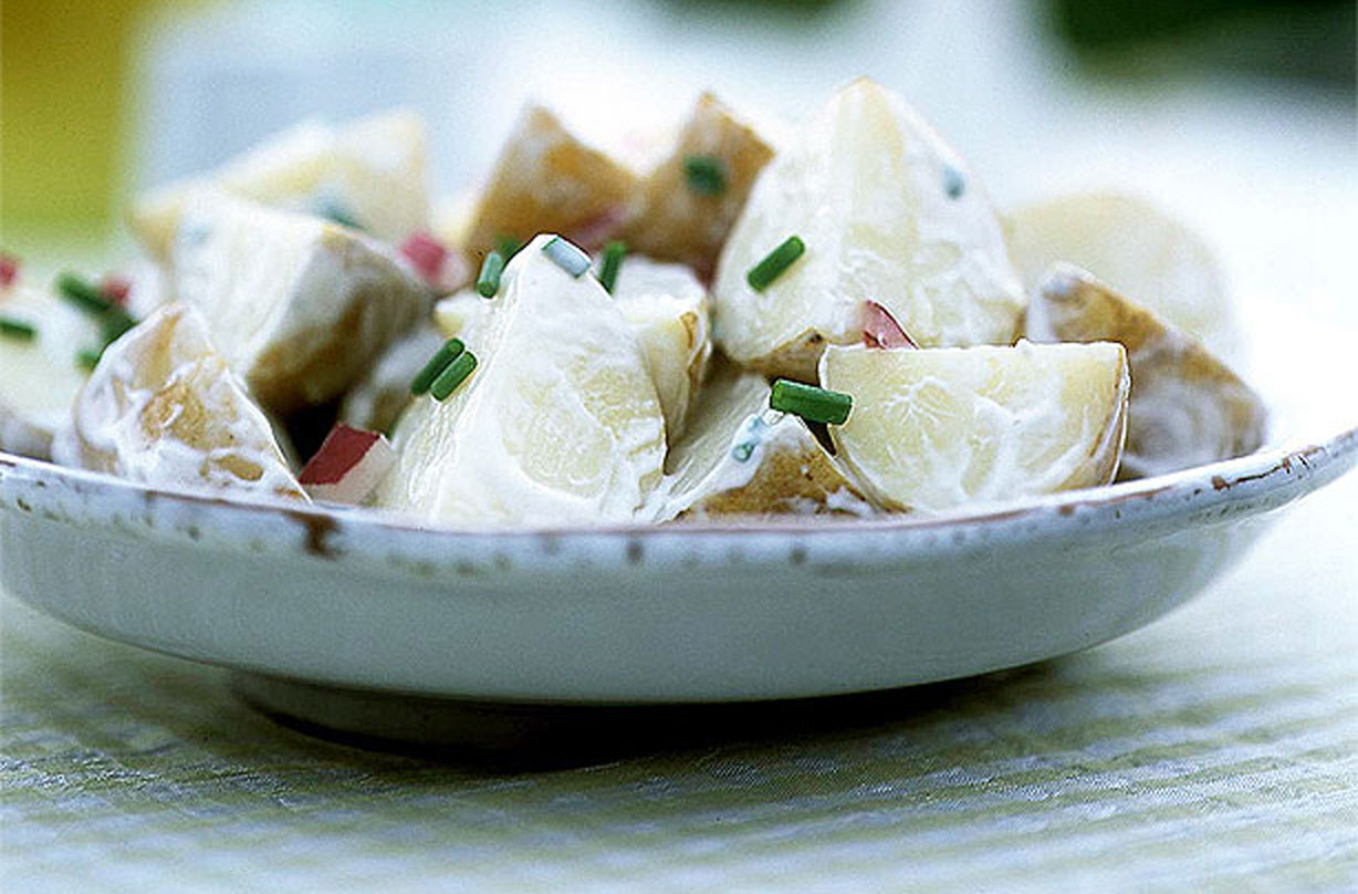 Jersey Royals with warm vinaigrette