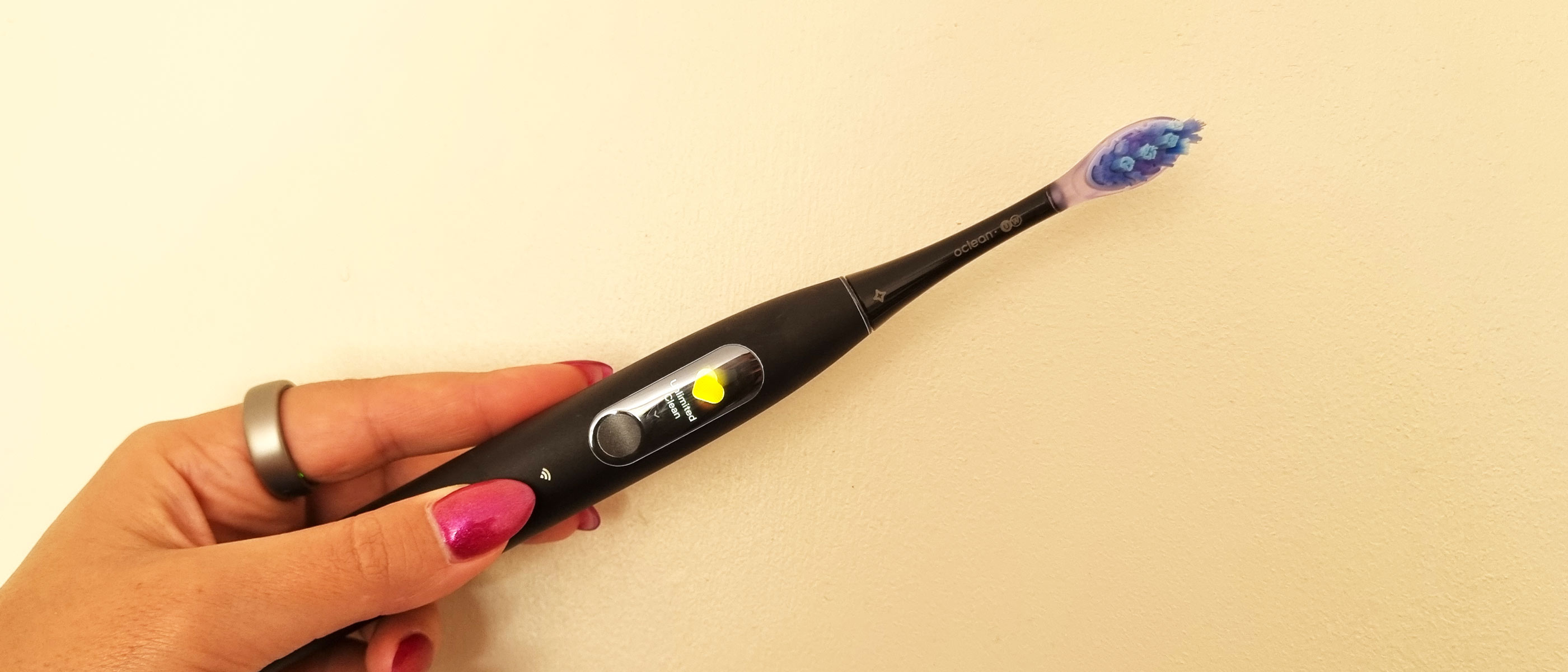 Oclean X Ultra S being tested by our reviewer