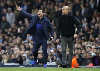 Frank Lampard (left) returned to Manchester City as manager of Chlelsea