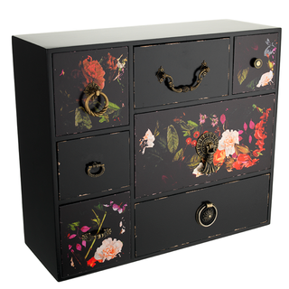black color drawer with flower print