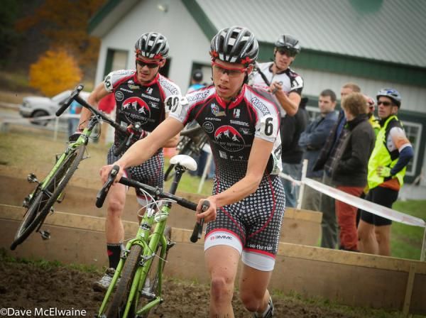 The Rocky Mountain riders running the barriers