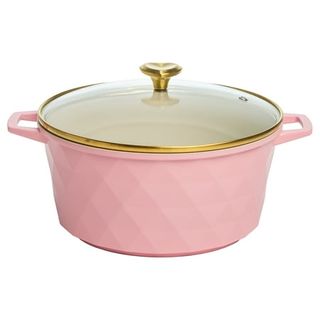 Paris Hilton Cast Aluminum Dutch Oven With Clean Ceramic Nonstick Coating, 4.6 Quart, Pink