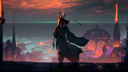 Wonderer heads to the Spire in a screenshot from Slay the Spire 2's animated reveal trailer