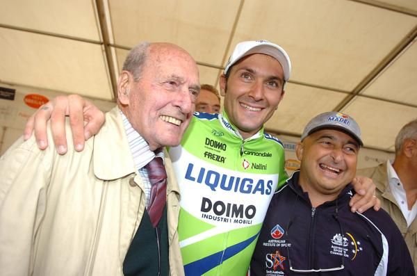 Basso with Alfredo Martini and coach Aldo Sassi