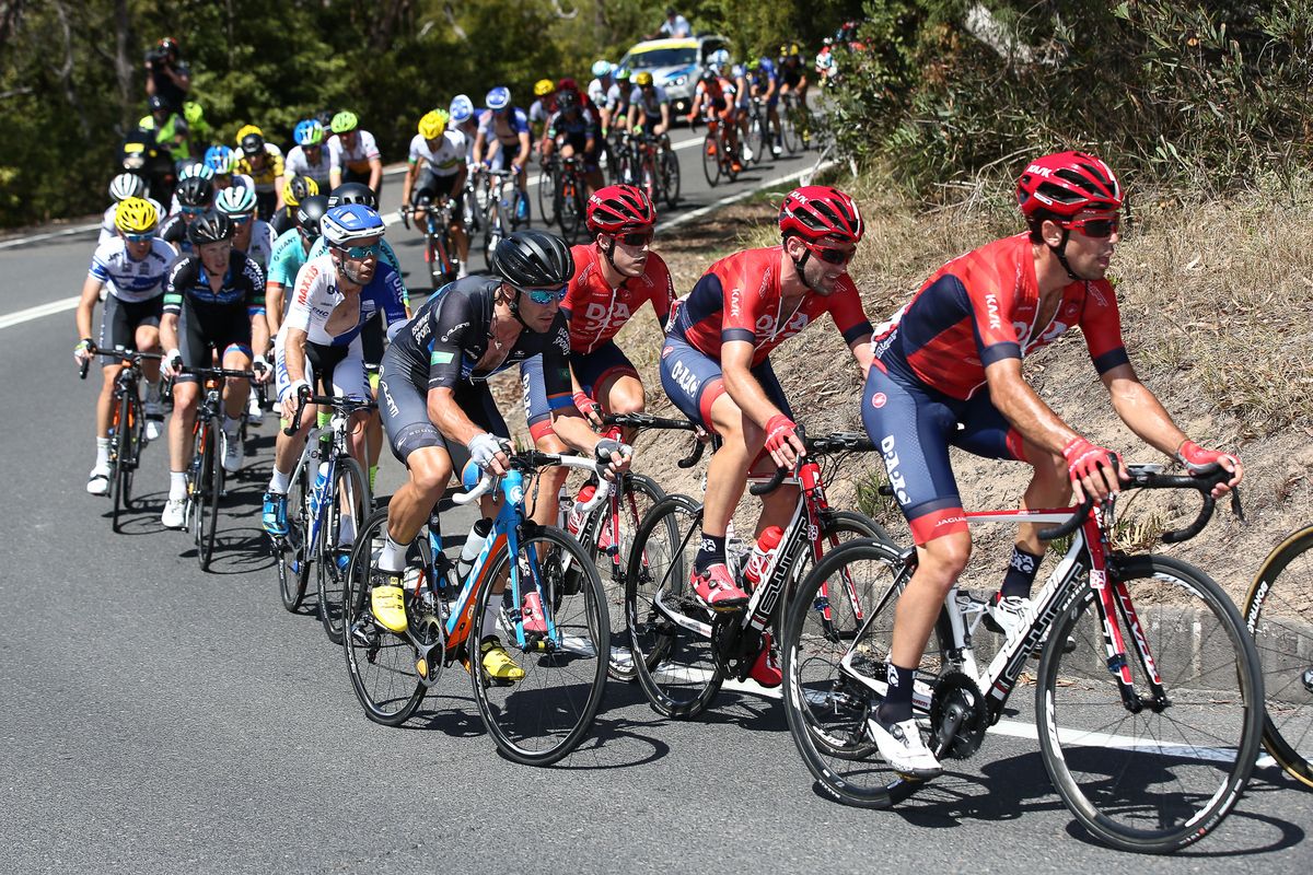 Drapac riding near the front