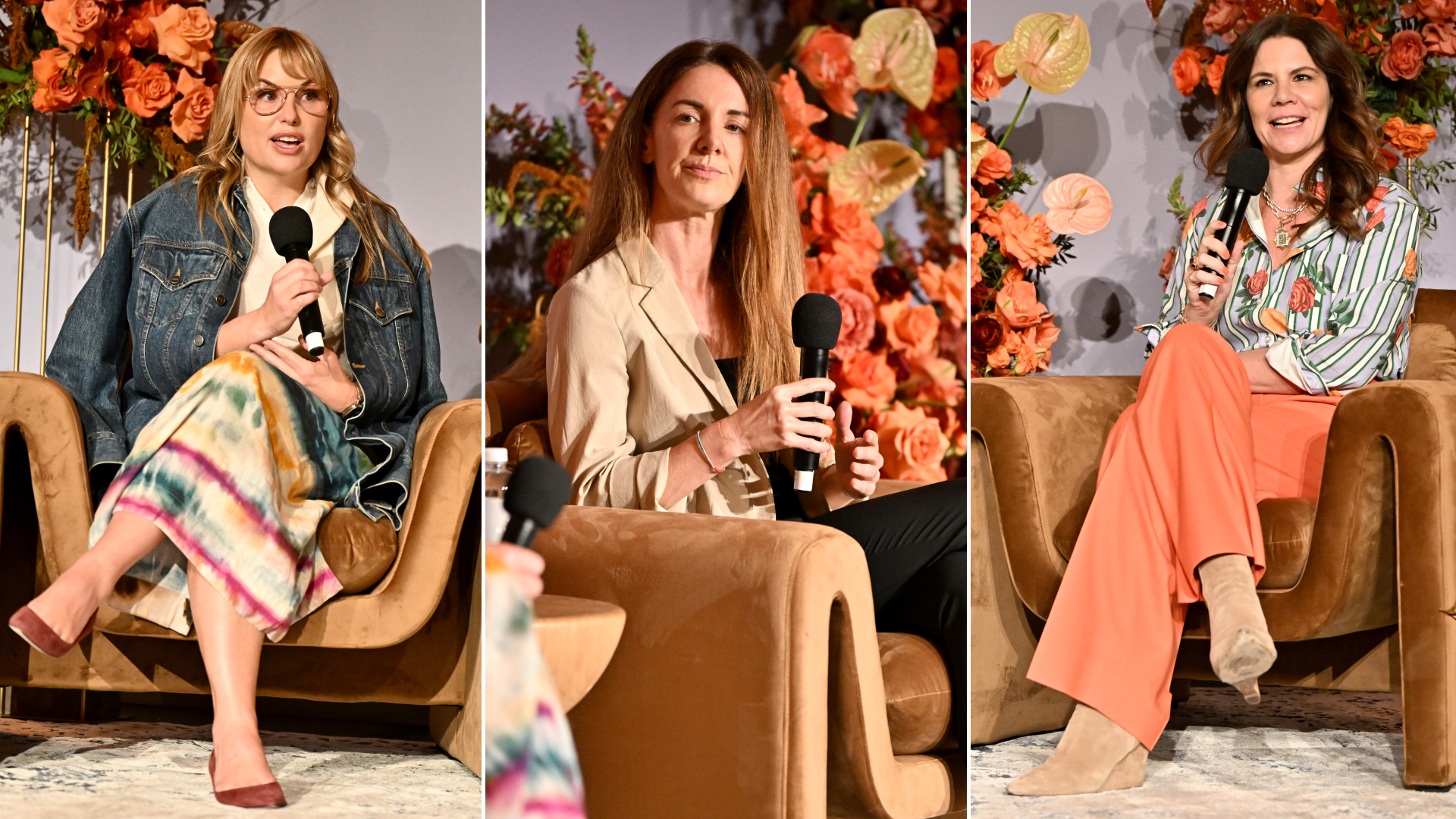 three women onstage at the marie claire power play event