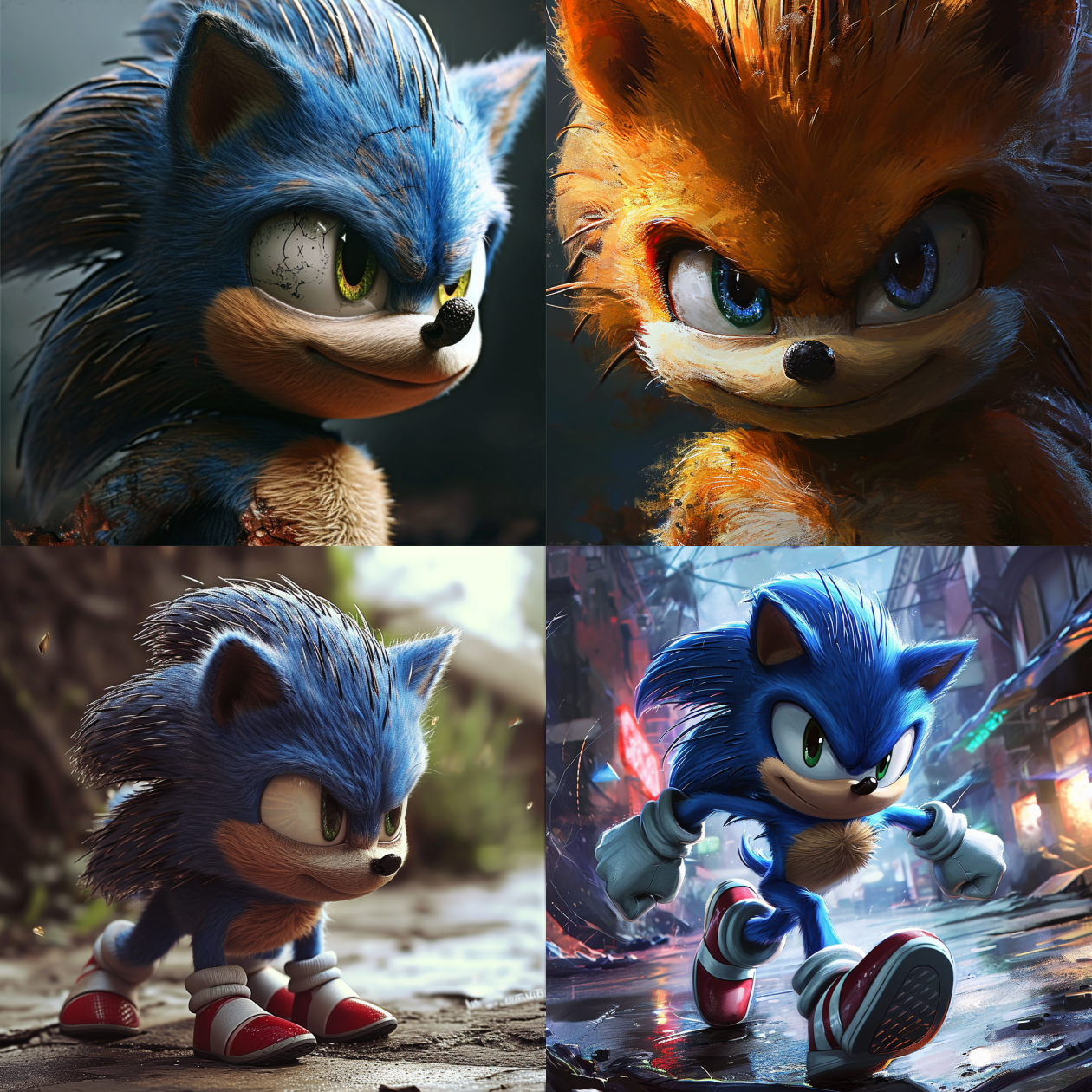 Midjourney sonic response to video game hedgehog