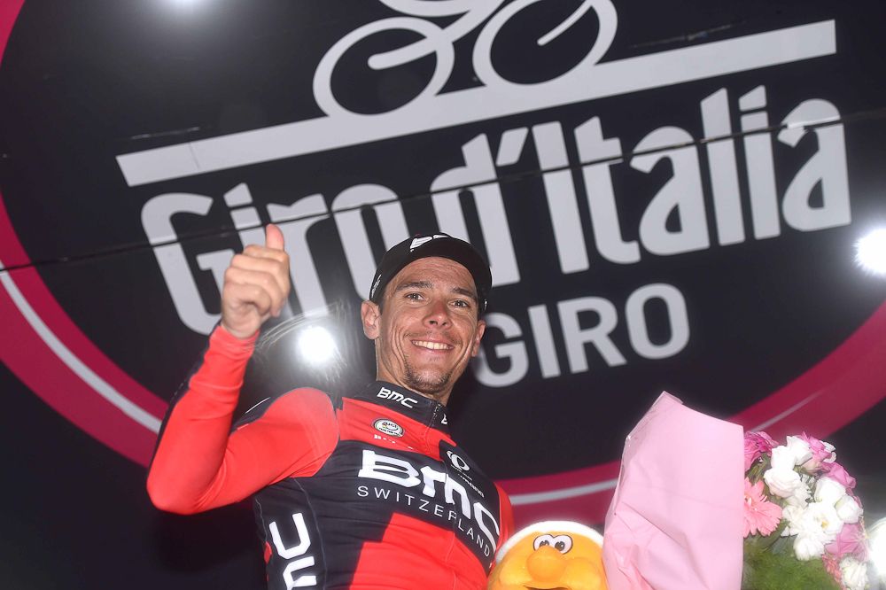 Philippe Gilbert on the stage 12 podium.