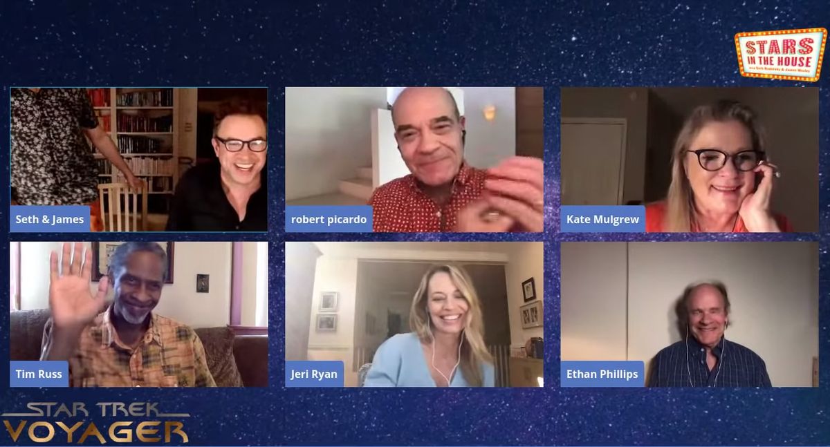 The cast of &quot;Star Trek: Voyager&quot; meets for a virtual reunion on the YouTube show &quot;Stars in the House,&quot; on May 26, 2020. 