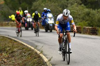 Deceuninck-QuickStep’s Rémi Cavagna goes it alone from the break on stage 16 of the 2020 Vuelta a España, and was only caught two kilometres from the finish in Ciudad Rodrigo