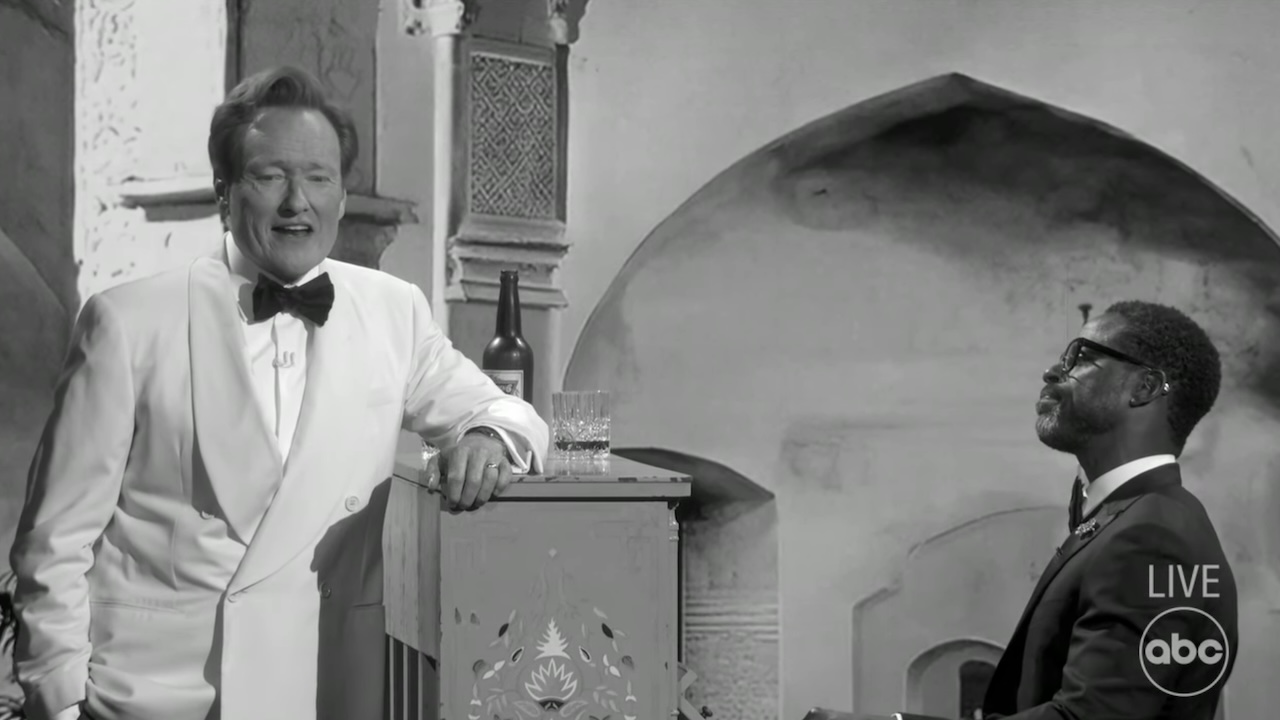 Casablanca parody Conan O'Brien and Sterling K. Brown on piano