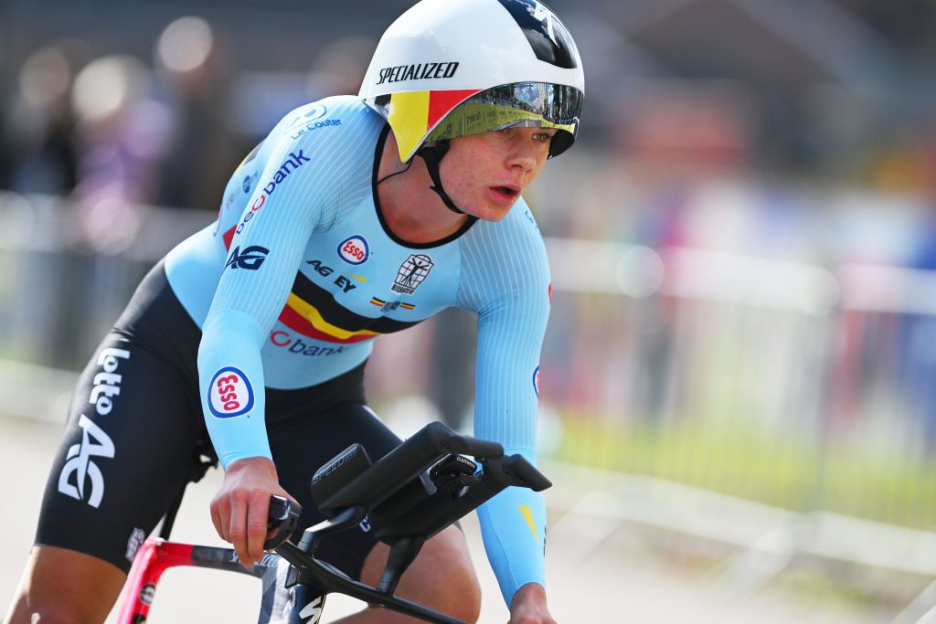 HASSELT BELGIUM SEPTEMBER 11 Lotte Kopecky of Team Belgium sprints during the 30th UEC Road Cycling European Championships 2024 Womens Elite Individual Time Trial a 313km from HeusdenZolder to Hasselt UCIWWT on September 11 2024 in Hasselt Belgium Photo by Luc ClaessenGetty Images