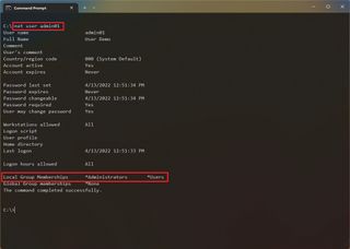 Command Prompt check account type for single user