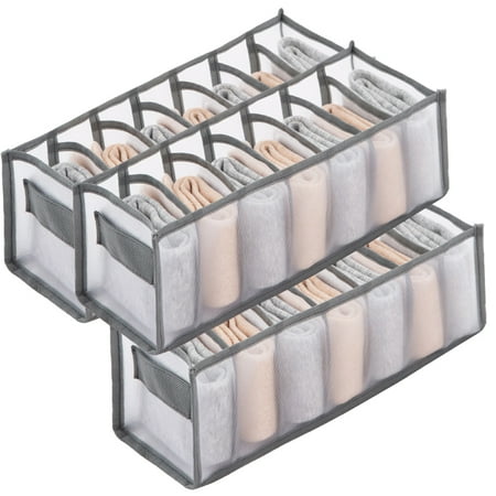 Sock Drawer Organizer 3 Bags, Sock and Underwear Organizer, Sock Organizer for Drawer, Mesh Folding Cabinet Closet Organizer