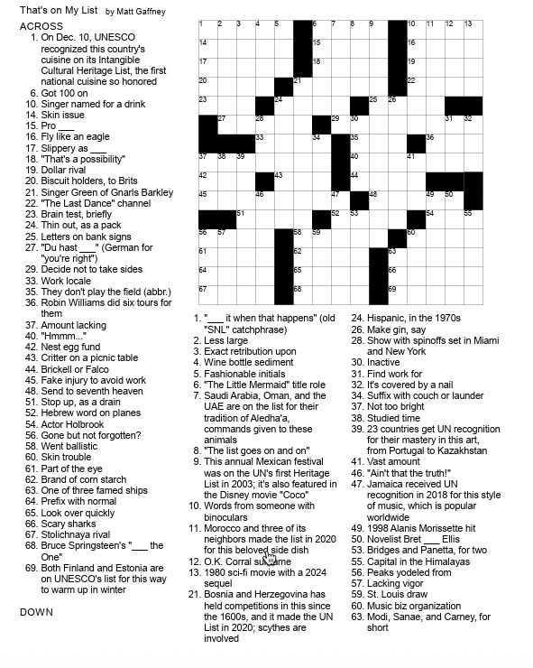 A crossword puzzle.