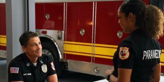Rob Lowe as Captain Owen Strand and Gina Torres as Captain Tommy Vega in 9-1-1: Lone Star