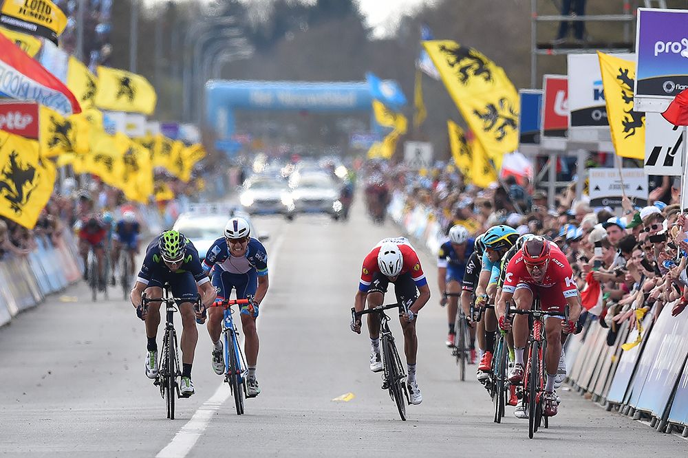 The sprint for fourth at the Tour of Flanders