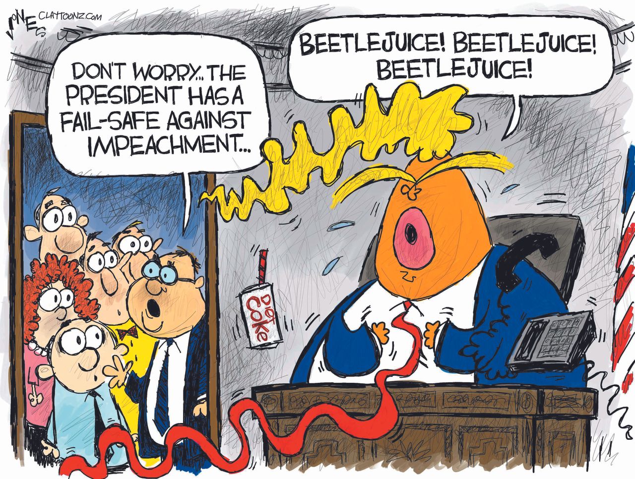 Political Cartoon U.S. Trump impeachment 2020 election MAGA beetlejuice&amp;amp;nbsp;