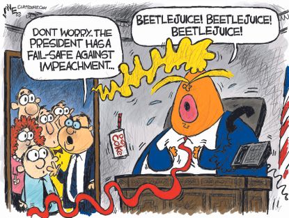 Political Cartoon U.S. Trump impeachment 2020 election MAGA beetlejuice&nbsp;