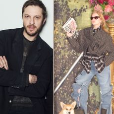 Glenn martens and a model wearing looks from his collection