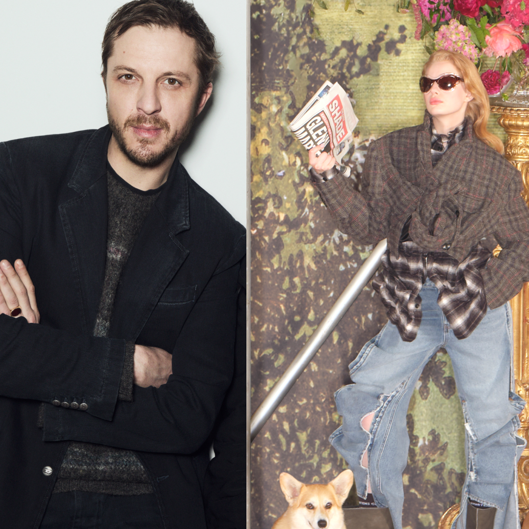 Glenn martens and a model wearing looks from his collection