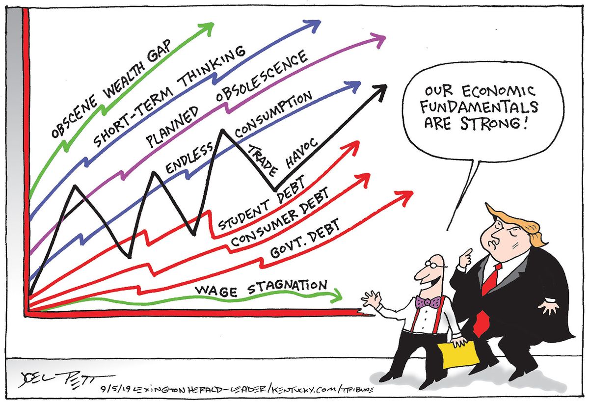 Political Cartoon U.S. Wage Stagnation Trump Administration Economic