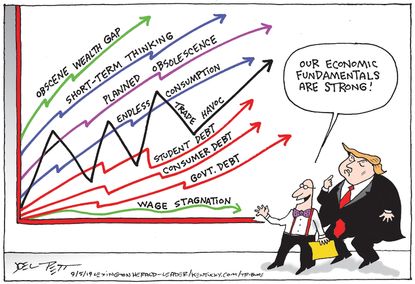 Political Cartoon U.S. Wage Stagnation Trump Administration Economic Report