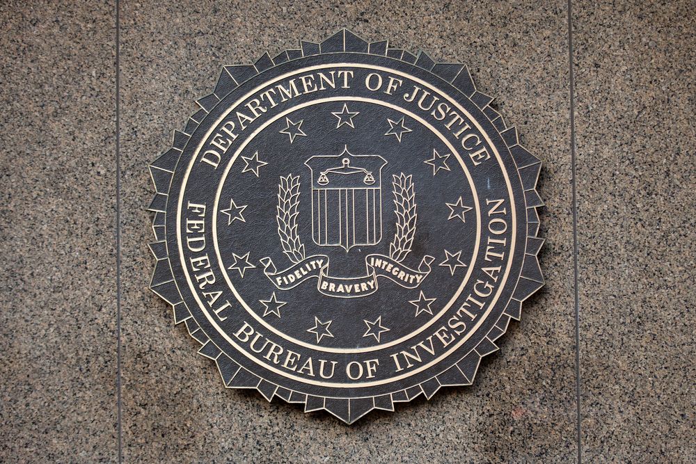 FBI, DOJ badge on a crest