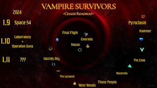 Peta jalan Vampire Survivors di awal tahun 2024. Patch berikutnya adalah 1.11.