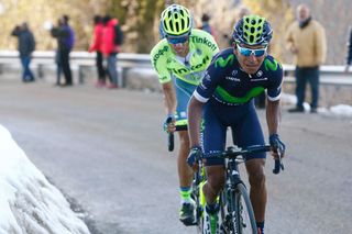 Nairo Quintana attacks Alberto Contador near the finish of stage 4 at Volta a Catalunya