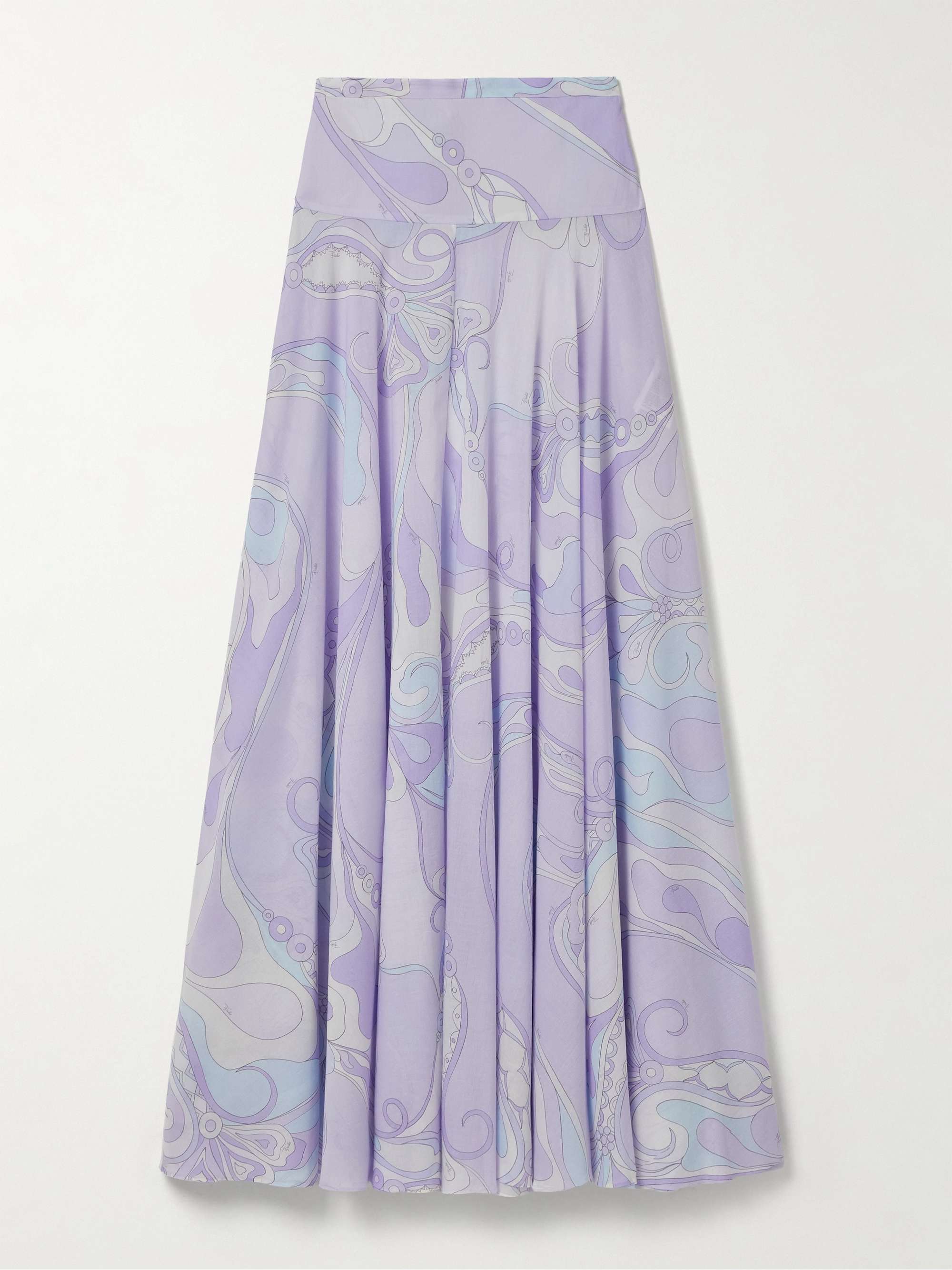 Printed Cotton-Voile Maxi Skirt