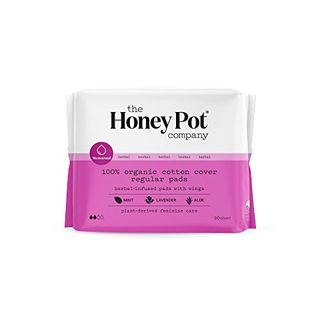 The Honey Pot Company - Herbal Regular Flow Pads W/wings - Organic Pads for Women - Infused W/essential Oils for Cooling Effect - Feminine Care - 20ct