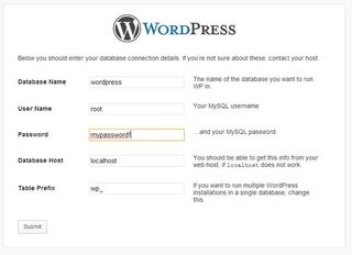 wordpress username password