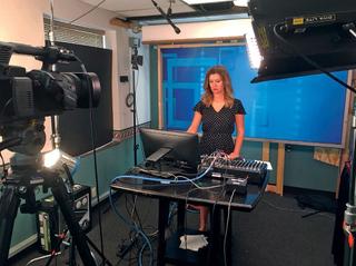 WFIE Evening Anchor Beth Sweeney uses the JVC ProHD 4000S live sports production and streaming studio to produce breaking news content for the station’s website and other social media platforms.