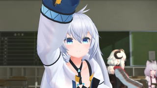 An anime student raises her hand in Aominext's metaverse project, a VR school in japan where you can get actual diplomas.