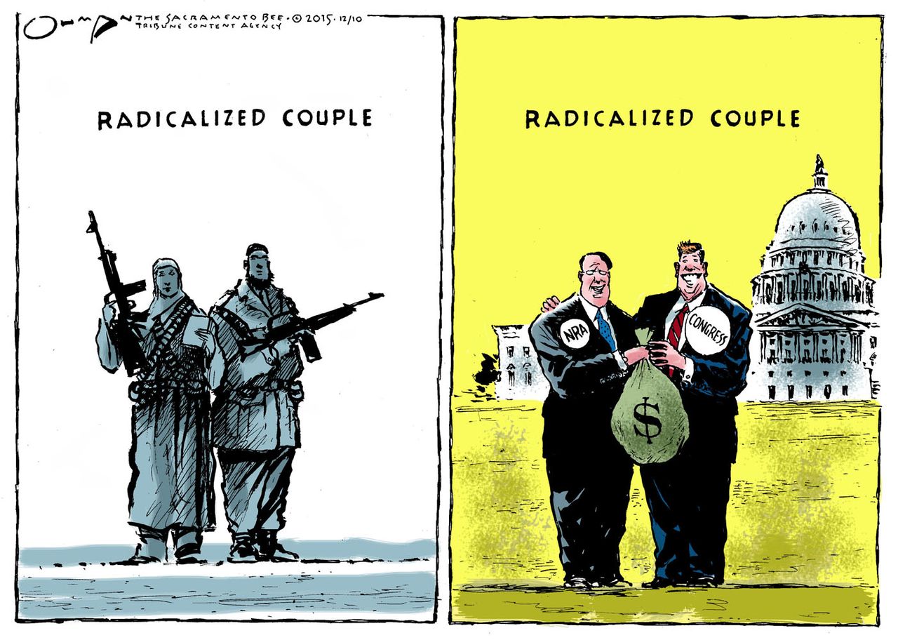 Editorial cartoon U.S. San Bernardino Radicalized Shooting NRA Congress