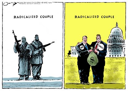 Editorial cartoon U.S. San Bernardino Radicalized Shooting NRA Congress