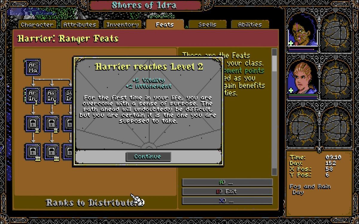 Skald level up screen showing a level up message reminiscent of those in the Elder Scrolls series.