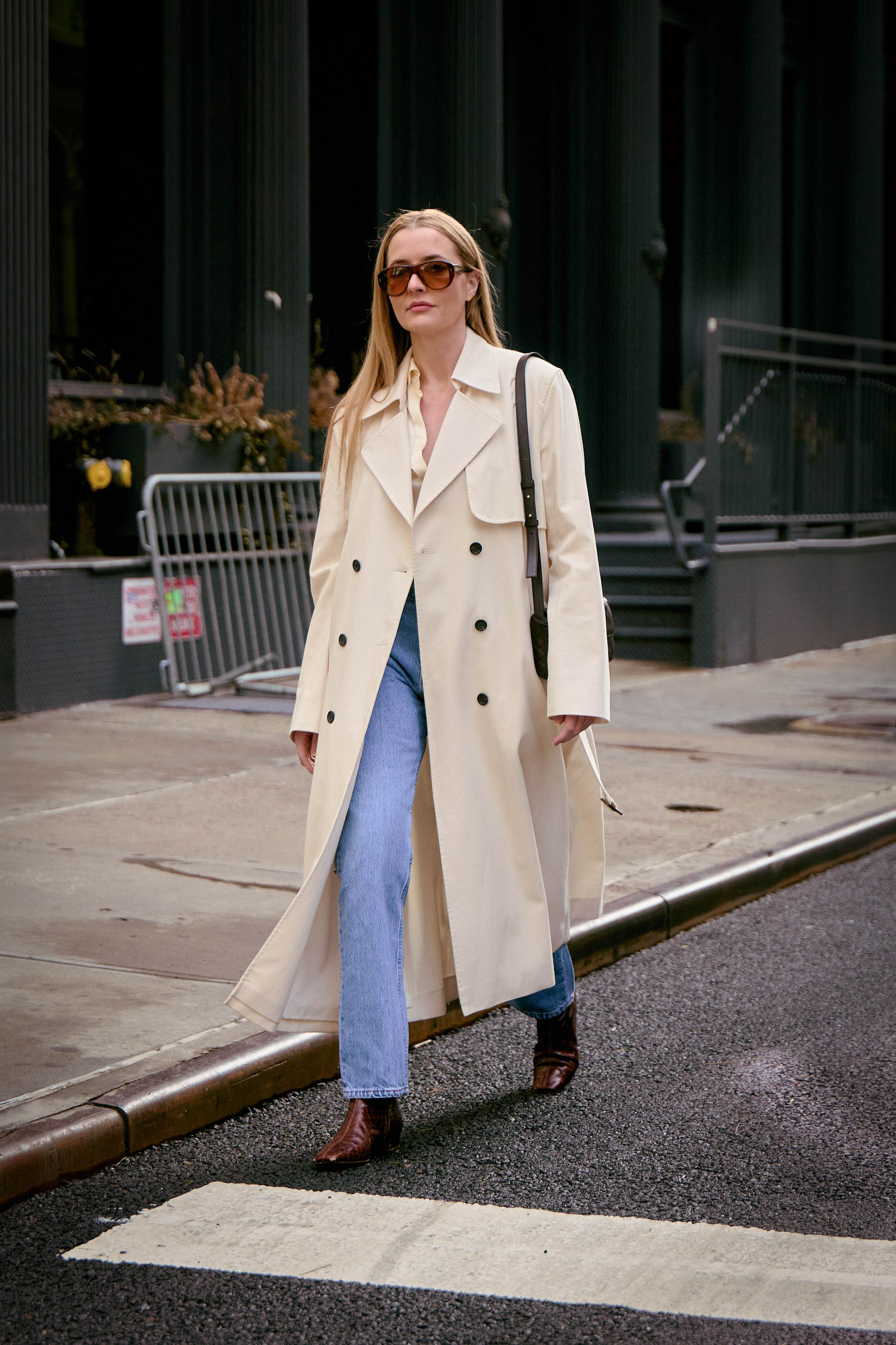 WWW editor wearing a chic trench coat outfit