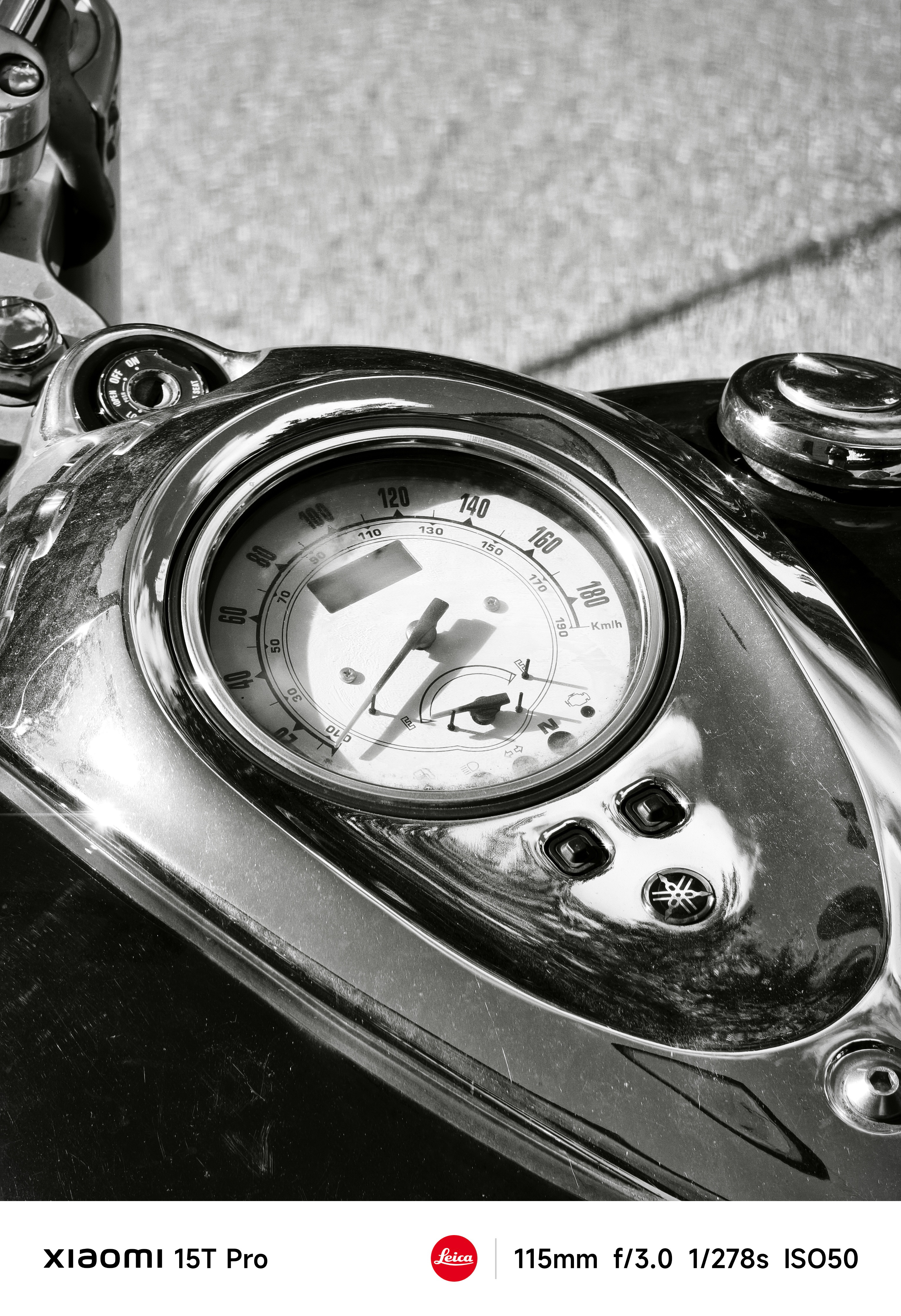 Close-up of a motorbike speedometer